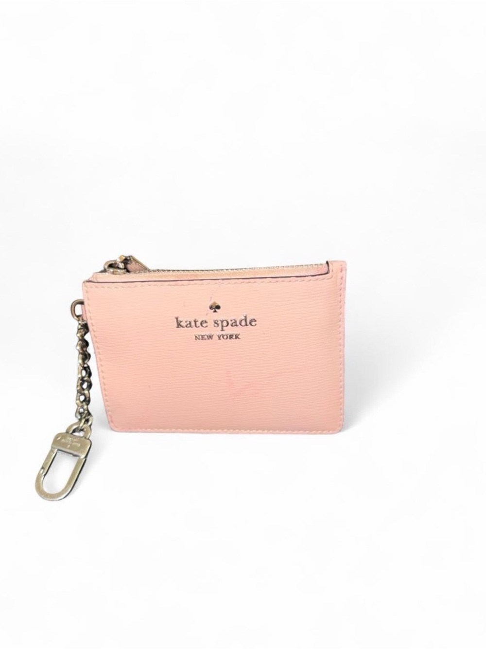 kate spade Pink Leather Zip Card Holder with Key Clip